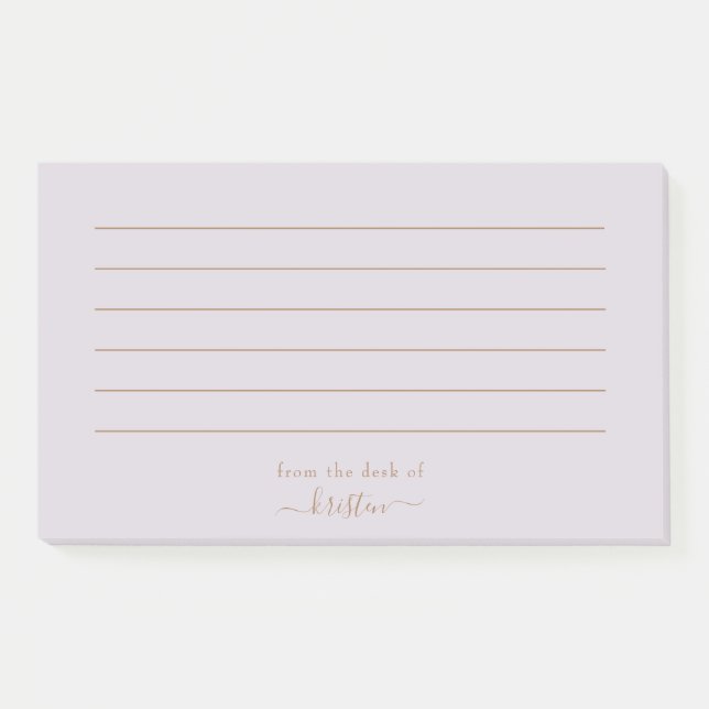 Lavender From the Desk of Custom Lined Post-it Notes (Front)