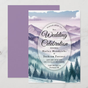 Lavender Frost in the Alpine Mist Wedding Invitation