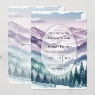 Lavender Frost in the Alpine Mist Wedding Invitation