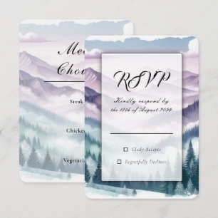 Lavender Frost in the Alpine Mist Wedding RSVP Card