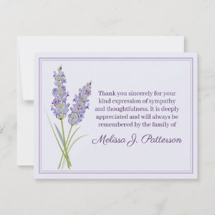 Lavender Funeral Note Thank you Lavender flower Card