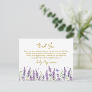 Lavender Funeral Thank You Card Bereavement