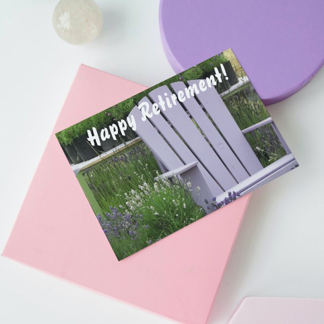Lavender Garden Chair Photo Retirement Card (In Situ)