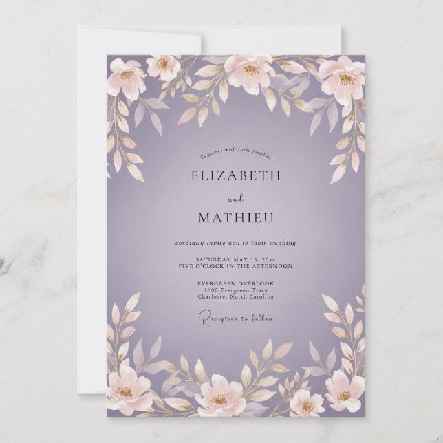 Lavender Gentle Blossom Wedding Invitation (Front)