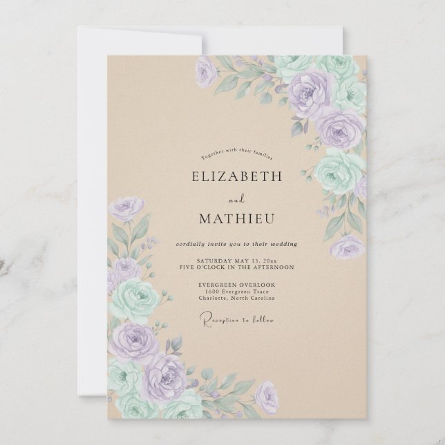 Lavender Gentle Botanical Wedding Invitation (Front)