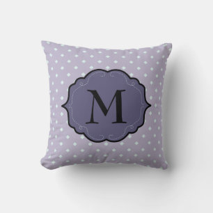 Lavender Geometric Dots Purple Monogram Banner Throw Pillow