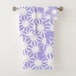 Lavender geometric pattern bath towel set
