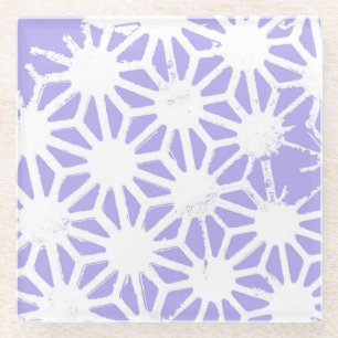 Lavender geometric pattern glass coaster