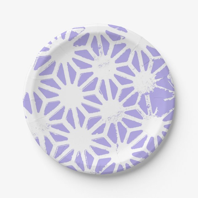 Lavender geometric pattern paper plate (Front)