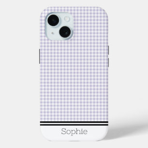 Lavender Gingham Custom Samsung iPhone 15 Case