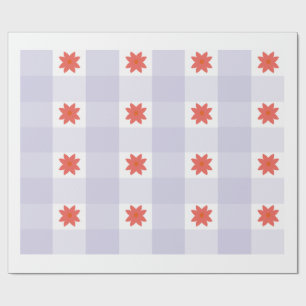 Lavender Gingham Floral Pattern Wrapping Paper