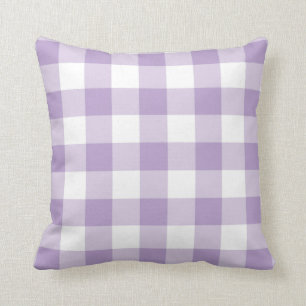 Lavender Gingham Pattern Throw Pillow