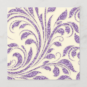 Lavender Glitter Leaves Spring Wedding Invite