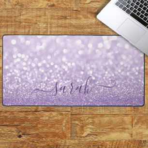 Lavender Glitter Personalized Desk Mat