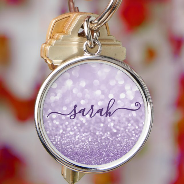 Lavender Glitter Personalized Keychain (Creator Uploaded)
