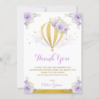 Lavender Gold Floral Hot Air Balloon Birthday