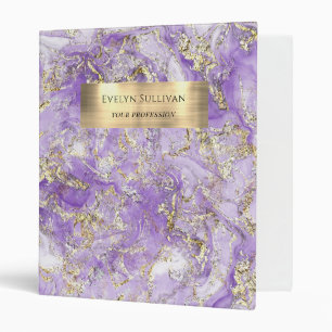 Lavender Gold Fluid Marble Binder