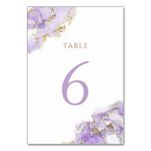 lavender gold fluid marble Table Number 6