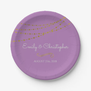 Lavender & Gold Foil String Lights Plates