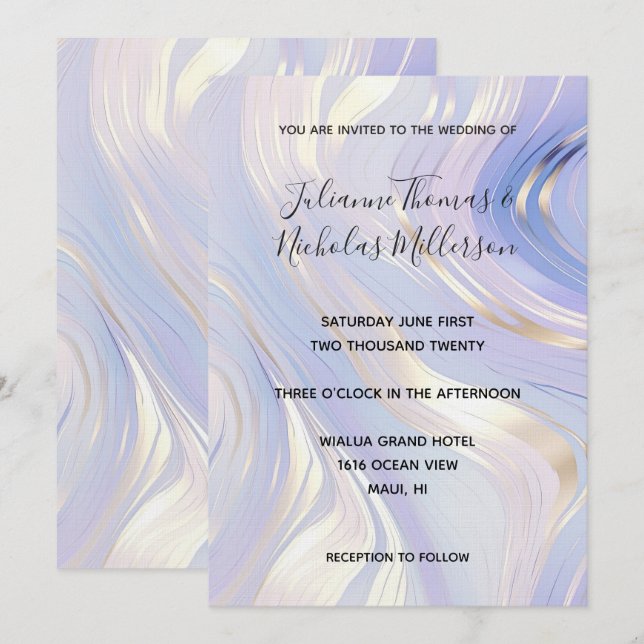 Lavender Gold Glam Wedding  Invitation (Front/Back)