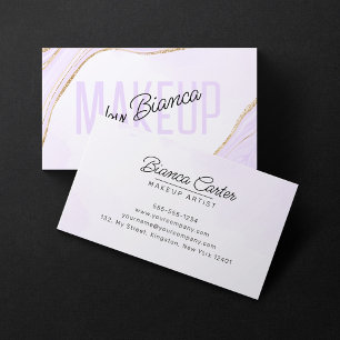 Lavender Gold Glitter Agate Makeup Artist Salon Business Card