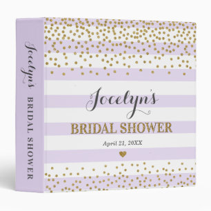Lavender Gold Glitter Bridal Shower Organizer Book Binder
