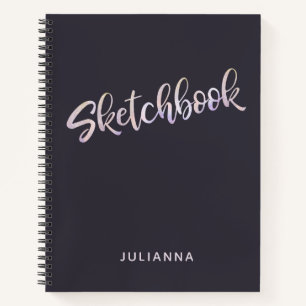 Lavender Gold Glitter Personalized Sketchbook Notebook