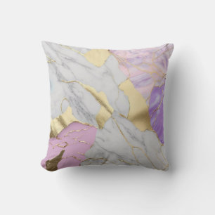 Lavender & Gold Marble Luxe Throw Pillow