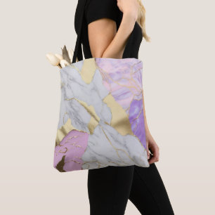 Lavender & Gold Marble Luxe Tote Bag