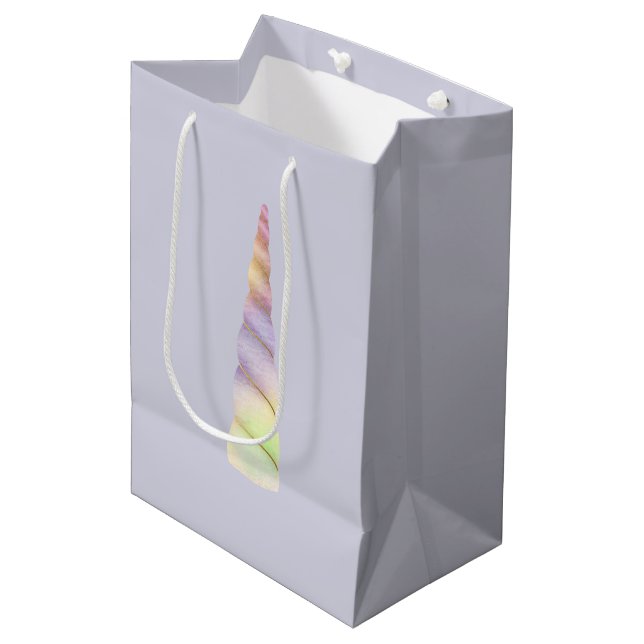 Lavender Gold Pink Purple Lime Unicorn Birthday  Medium Gift Bag (Front Angled)