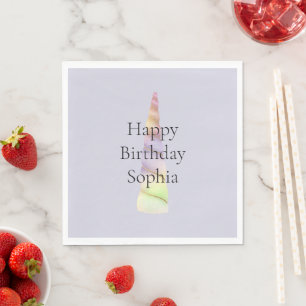 Lavender Gold Pink Purple Unicorn Birthday  Napkin
