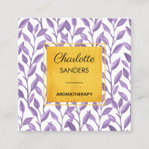 Lavender gold pretty floral  square business card