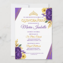 Lavender & Gold Quinceañera Invitation