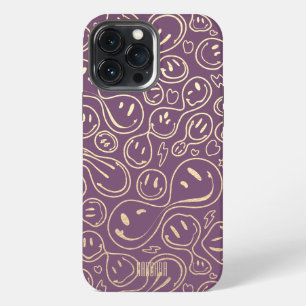 Lavender Gold Smile Smiling Face Pattern Modern iPhone 13 Pro Max Case