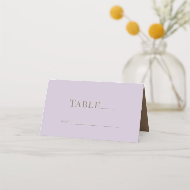 Lavender & Gold Wedding Folded Place Card (Front)