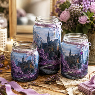 Lavender Gothic Castle Mountain Scene Decoupage Tissue Paper