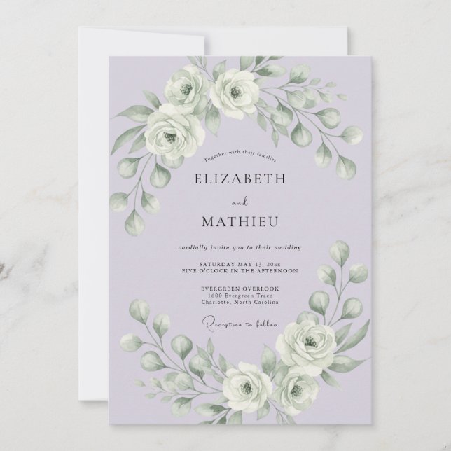 Lavender Graceful Winter Wedding Invitation (Front)