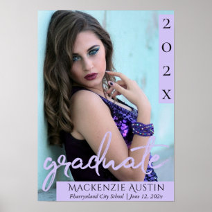 Lavender Graduate   Chic Purple Photo Keepsake Poster