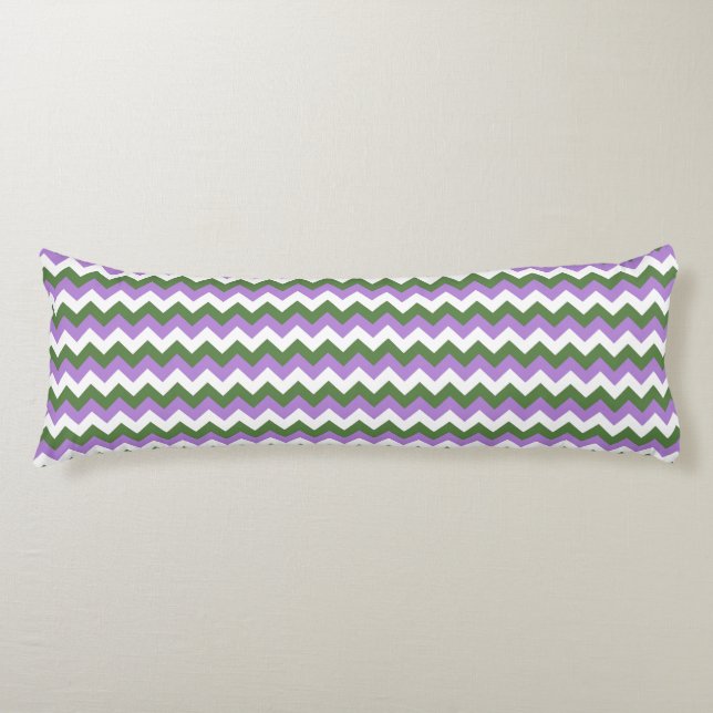 Lavender, Green and White Chevron Zigzag Body Pillow (Front)