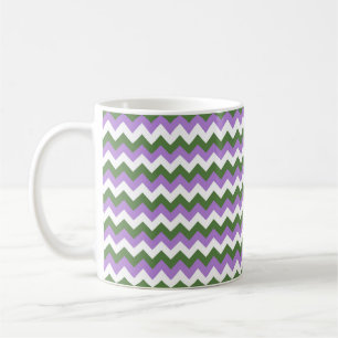 Lavender, Green and White Chevron Zigzag Coffee Mug