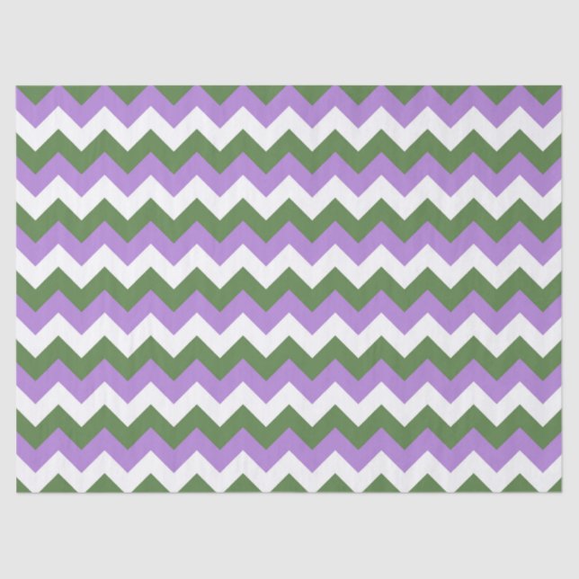 Lavender, Green and White Chevron Zigzag Tissue Paper (Front)