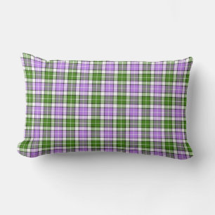 Lavender, Green and White Plaid Lumbar Pillow