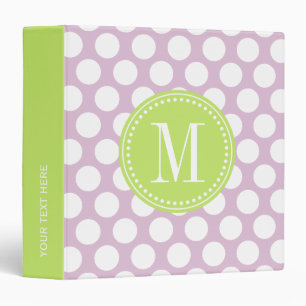 Lavender & Green Big Polka Dots Monogrammed Binder