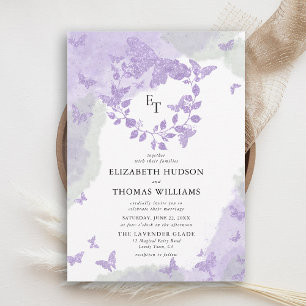 Lavender Green Dream Butterfly Eucalyptus Wedding Invitation