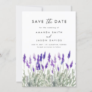 Lavender Greenery Lilac Purple Save the Date Invitation