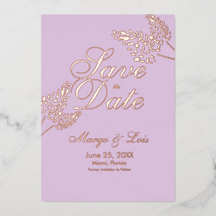 Lavender Greenery Save the Date Pressed