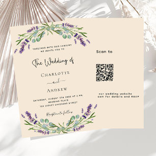 Lavender greenery violet beige QR RSVP wedding Invitation