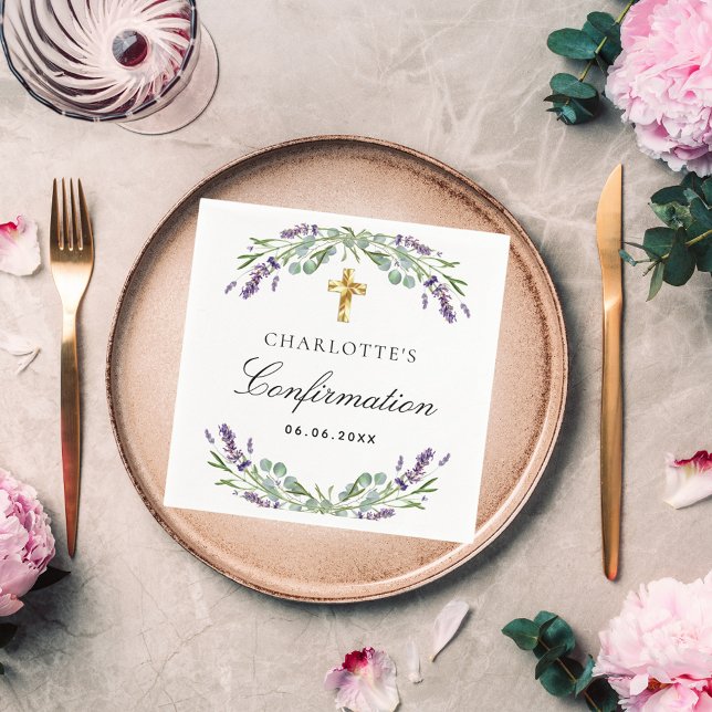Lavender greenery violet florals Confirmation Napkin (Creator Uploaded)