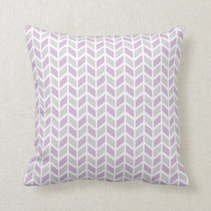 Lavender,Grey And White Chevron Pattern Throw Pillow