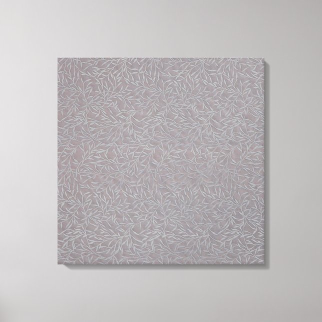 Lavender Grey Embossed Leaf Vines Canvas Print (Front)